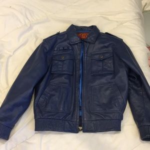 Cute Dark Blue Leather Jacket - Hudson Outerwear